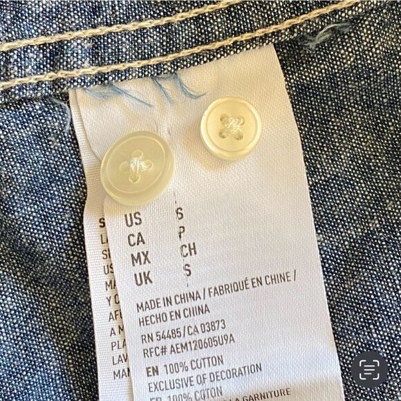 American Eagle Button Down Shirt Cotton Small Men’s Blue Minimalist - Picture 6 of 9